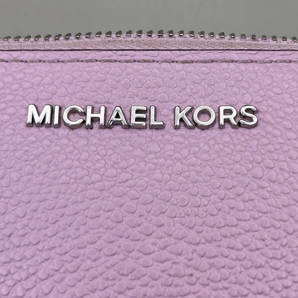 MICHAEL Michael Kors Adele Double-Zip Pebble Leather Phone Wristlet Lilac Pink - Picture 13 of 14